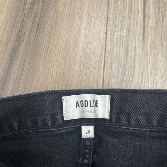 Agolde 90s Loose Fit Jean size 26 Audio Wash Distressed High Rise Straight Jeans - Picture 6 of 12